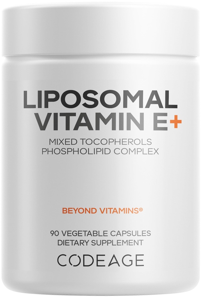 Codeage Liposomální vitamin E dodatek - Všechny vitaminy E Tocopherols - 3-Month Supply - Alpha Tocopherols, Beta, Gamma a Delta - Liposomální smíšené Tocopheroly - Non- GMO fosfolipid - 90 Kapsle