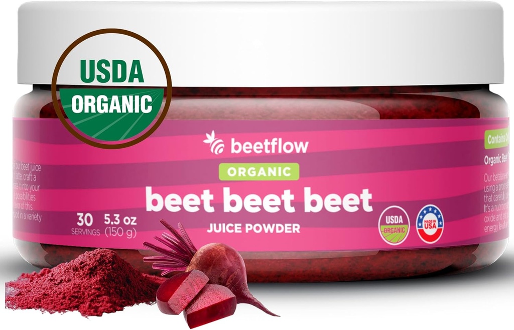 Řepa řepa řepa - Organic Beet Juice Powder Zdravý krevní tlak, Cholesterol - Čisté USA Grown - No Additives or Flavors- Superfood Supplement - Nitric Oxide Boosting Nutrients (30 Servings)