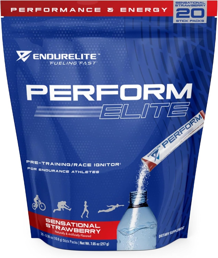 EnduriElite Perform Elite- Pre Workout Powder Supplementation - Předcvičení pro Endurance athlets - 20 Serving Bag- Sensational Strawberry