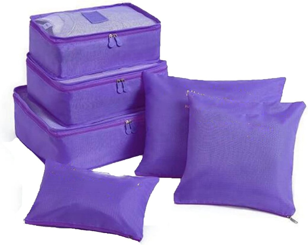 6 Sada Balení pod Ložnice Kostky Kontejnery Nízký profil na zavazadla Cestovní Balení Organizátoři Uložení Úschovna oblečení (Purple)