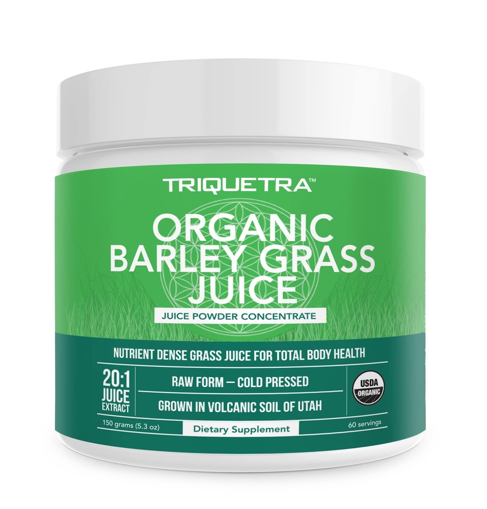 Organic Barley Grass Juice Powder - Pěstovaný ve vulkanické půdě Utahu - Raw & BioActive Form, Cold- Pressed then CO2 Sured - gluten Free, GMO free, Vegan - Doplňky Wheatgrass Juice Powder - 5.3 oz