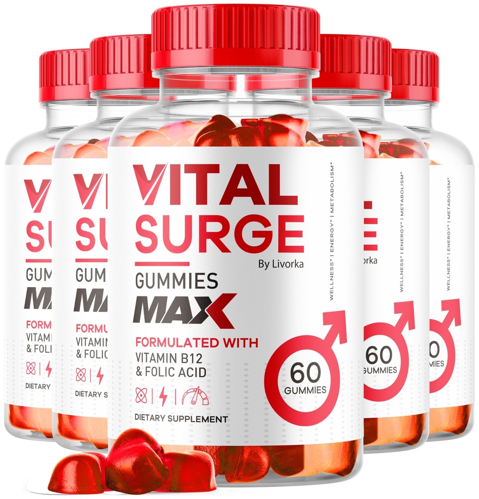 (5 Pack) Vital Surge MAX, VitalSurge Gummies MAX for Men Support, 1050 MG Advanced Max Strength Formule, VitalSurge MAX Mužské výkonnosti, Vital SurgeMAX Mens Gummies