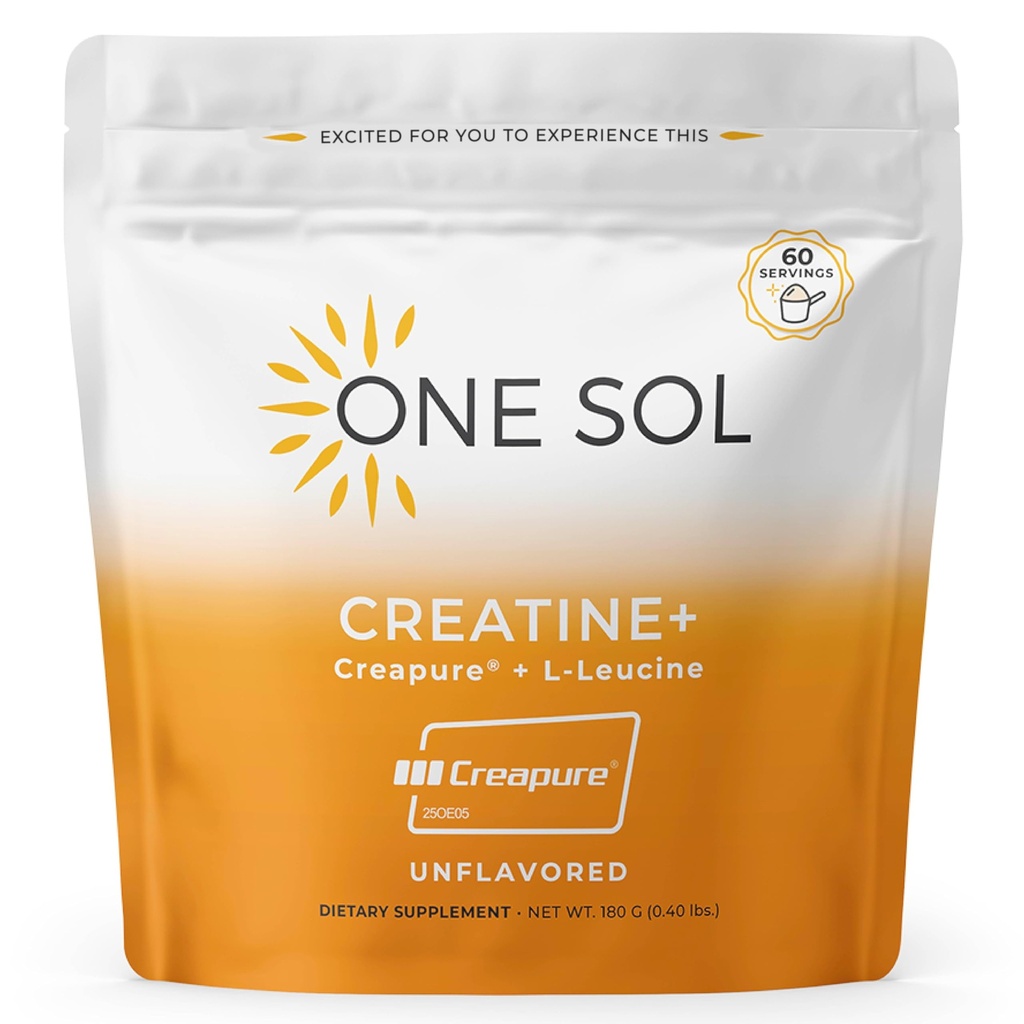 Jeden Sol Creatine pro ženy, Všechny přírodní ženské Creatine Powder w Creapure & Leucine, Zvýšení svalové hmoty, Snížení doby zotavení, Podporuje mozek a zdraví kostí (Neochucené, 60 Služeb)