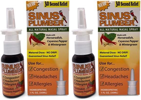 2-Pack Sinus Plumber Nasal Spray - Ultimate Congestion Buster s křenem & Capsaicin