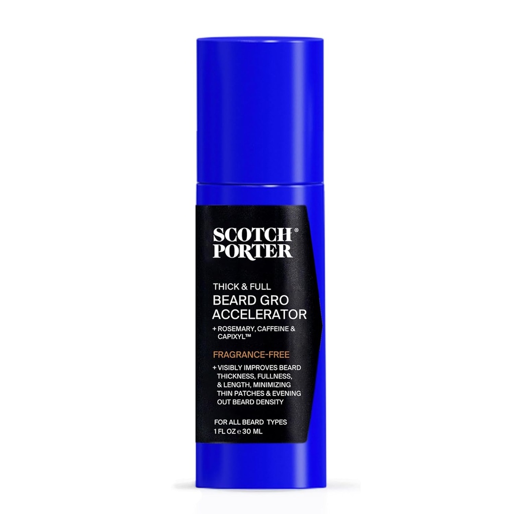 Scotch Porter Thick & Full Beard Gro Accelerator with Capixyl, Caffeine & Rosemary - Stimulates & Posílit folikuly pro tlustší, Fuller Beard - 1 oz