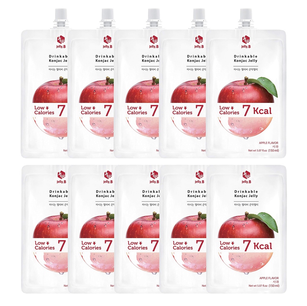 Jelly B Nápoj Konjac Jelly (10 balení 150ml) - 0 Gram Cukr, Pouze 6 kcal každý balíček (Apple)