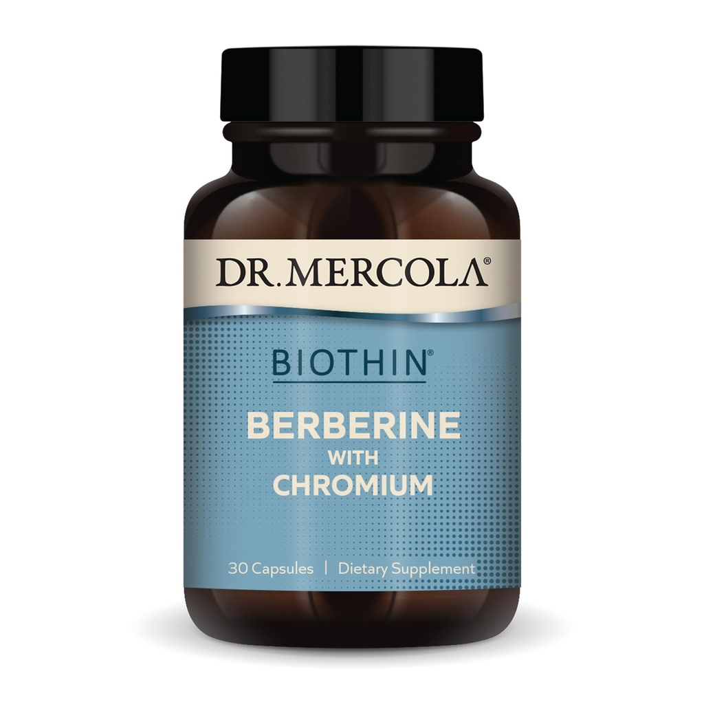 Dr. Mercola Biothin Berberine s chromem - Podporuje zdravé metabolické funkce - zvýšená absorpce - Non- GMO, gluten- Free & Soy-Free - 30 Kapsle (30 Služeb)
