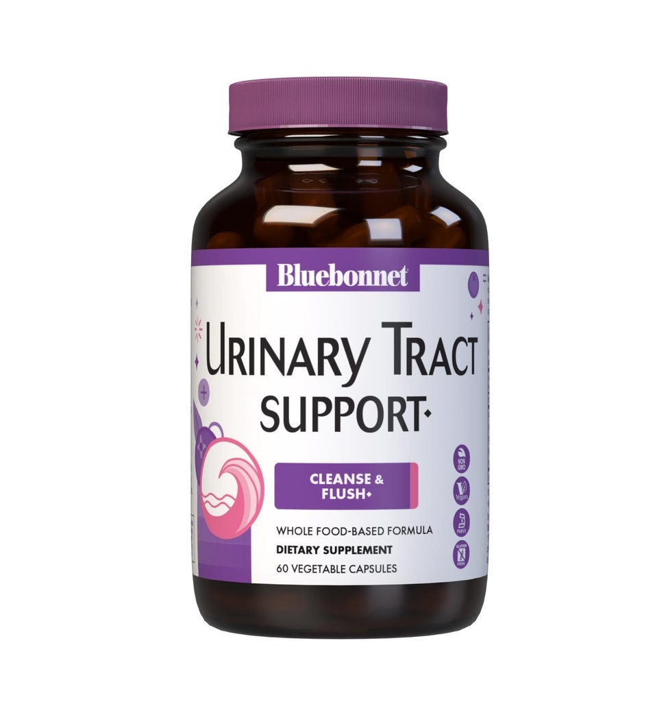 Bluebonnet Nutrition Urinary Tract Support, Cleanse & Flush *, Soy-Free, Gluten-Free, Kosher- Certified, Non-GMO, Dairy-Free, Vegan, 60 Zeleninové kapsle, 30 Služeb