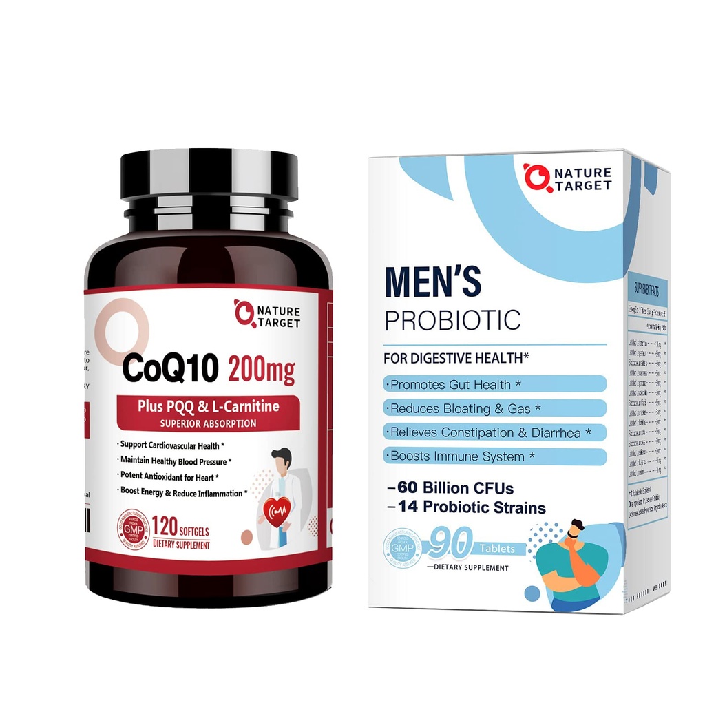 CÍLOVÉ PRObiotika NATURY pro muže 60 miliard CFUs14 řas a CoQ10- 200mg s PQQ L- karnitin & Omega- 3s