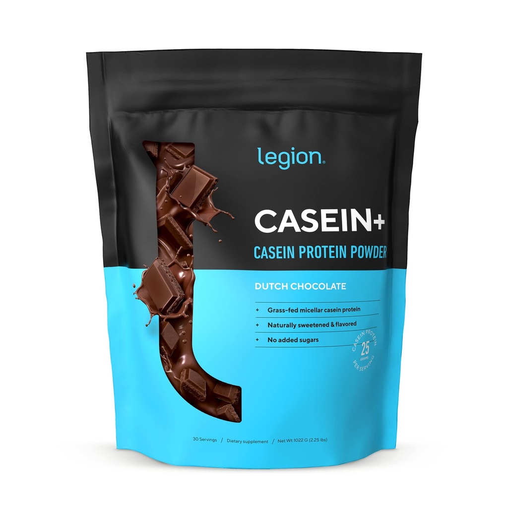 Legion Kasein Protein Powder (Holandská čokoláda) - Slaw- Release Micelar Casein Protein Powder - Non- GMO, Gluten- Free & Přirozeně Sweeced Powder from Grass- Fed Dows (25 Servings)