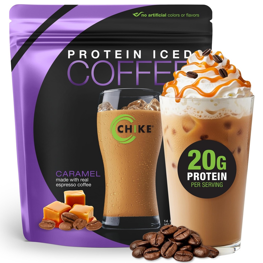Chike Caramel High Protein Iced Coffee, 20 G Protein, 2 Shots Espresso, 1 G Sugar, Keto Friendly and Gluten Free, 14 Služeb (14.3 Ounce)