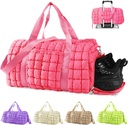 Prohnaný Gym Bag Duffle pro ženy, Duffle Bag pro cestování s obuví kompartment, Puffer Weekender Bags Overnight Carry On Bag s Trolley Sleeve pro letadla, Osobní Předmět Sportovní Taška Taška (růžová)