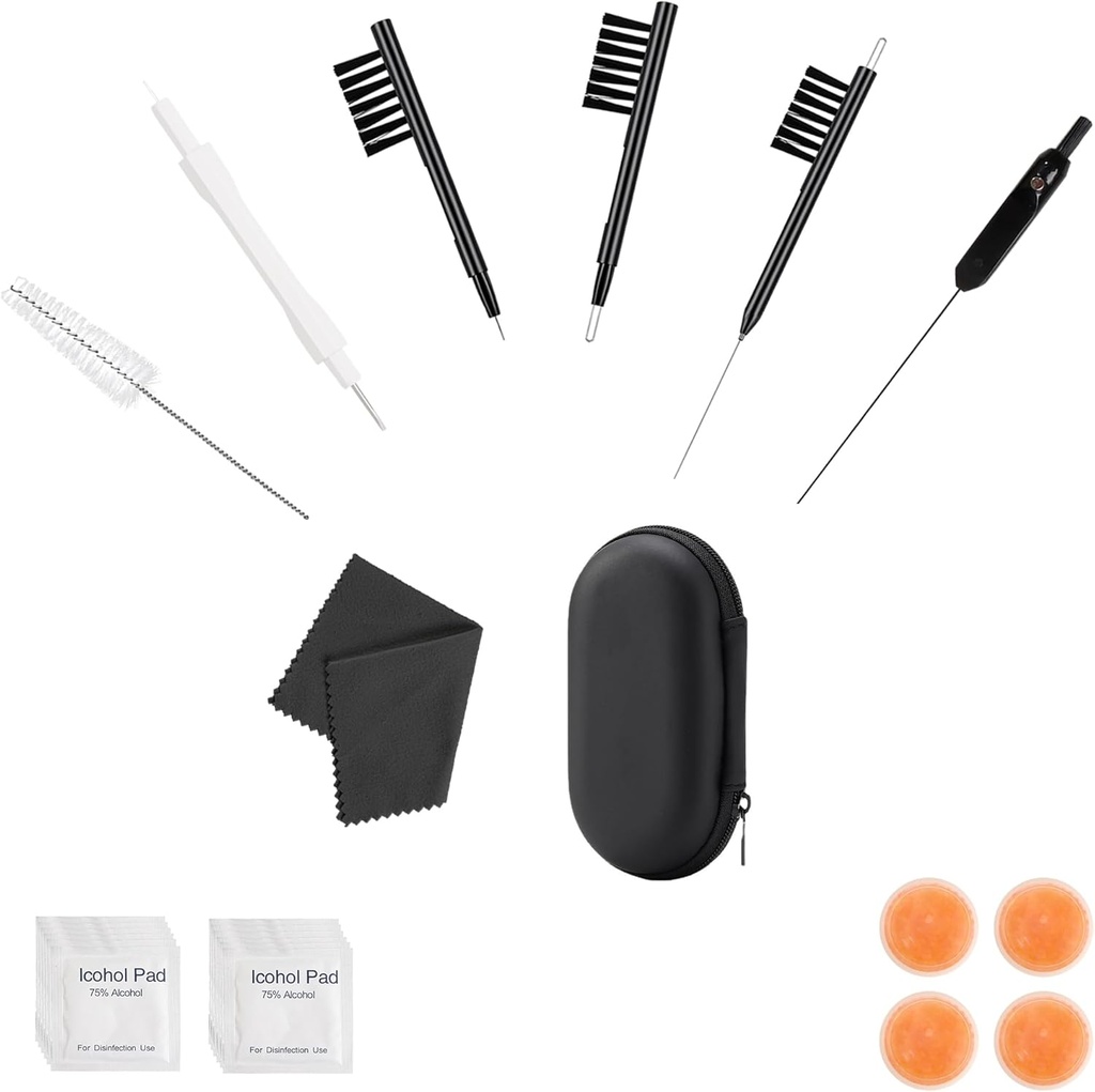 Phitunry 52- Díl pomoc sluchu Čisticí Kit Příslušenství Přenosné naslouchací pomůcky Kapsa Velikost s čisticím kartáčem Nástroje, Suché kapsle, Audio Wipes, Deer Velvet oblečení a naslouchací pomůcky Cestovní Pouzdro