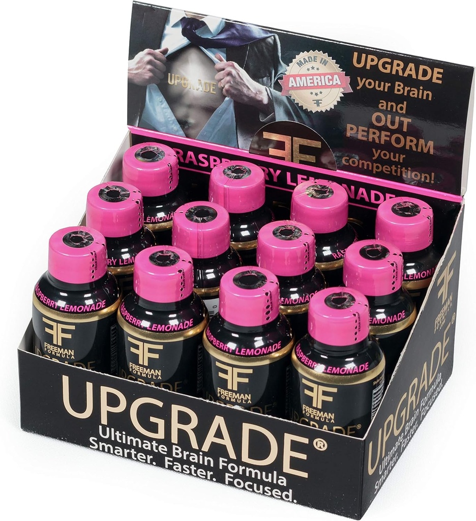 Upgrade Brain Supplement - Vylepšení paměti, koncentrace, zaměření a jasnost - Proprietární směs AAKG s Beta Alanine, Alpha GPC, Green Tea & Ginkgo Biloba-2 Fl oz (12 Pack)