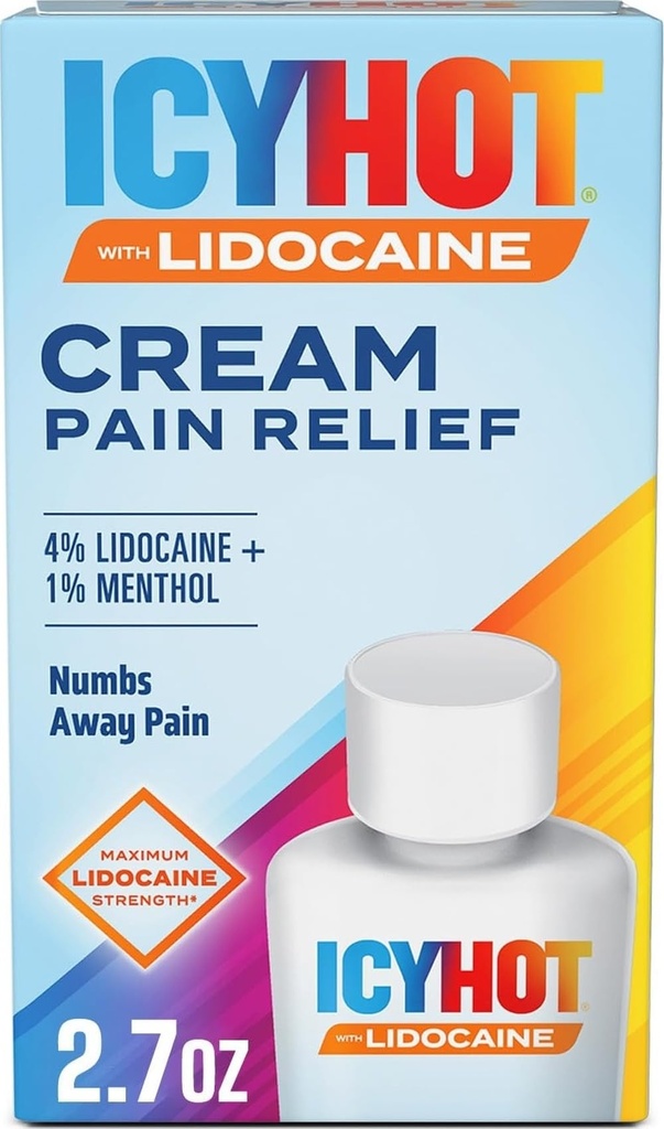 Icy Hot Max Strength Pain Relief Cream with Lidocain Plus Menthol, 2.7 Ounces