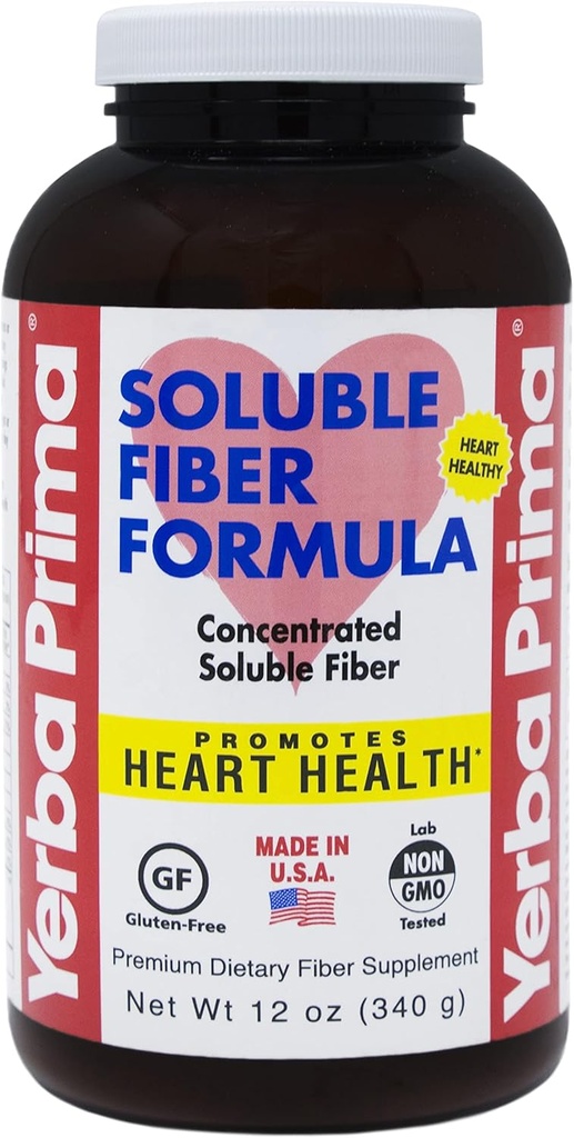 Yerba Prima Soluble Fiber Formule Powder, 12 Ounce - Premium dietární doplněk Vlákna, přírodní, koncentrované Soluble Fiber, gluten Free, Non- GMO, Made in USA