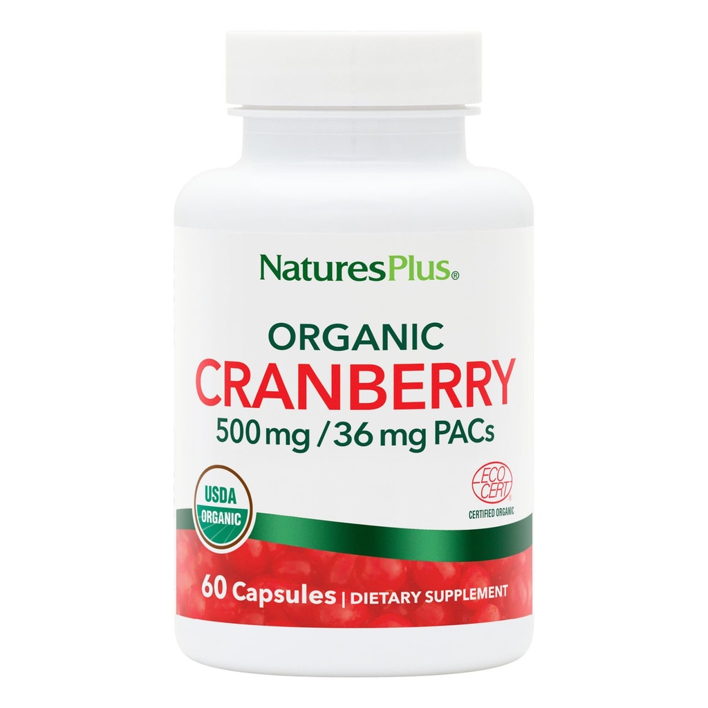 NaturesPlus Organic Cranberry 500 mg - 60 Kapsle - Pomáhá podporovat zdravé močení Trakt - USDA Certified Organic, Vegan, Gluten Free, Non- GMO - 30 Služeb