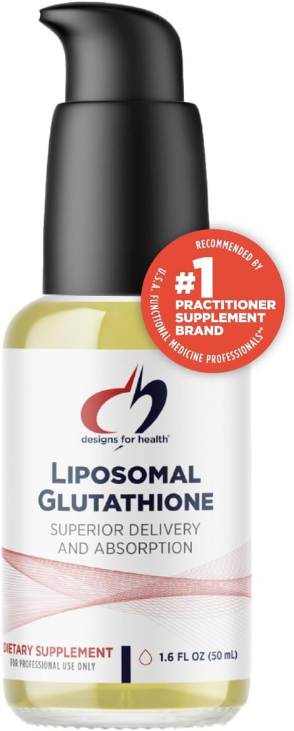Designs for Health Liposomal Glutathione - Liquid Glutathione Supplement, 100mg with Enhanced Absorption - Detox + Imunitation System Support - Lemon Peppermint Ochucené kapky (50 Servings / 1.7oz)