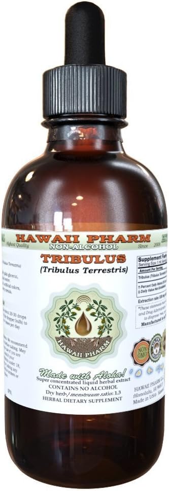 Tribulus Alcohol- Free Liquid Extract, Tribulus (Tribulus Terrestris) Sušené ovoce Glycerite přírodní bylinný dodatek, Hawaii Pharm, USA 2 fl.oz