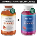 Bezcukrový vitamin D3 K2 Gummie (180 Gummies) a bezcukrová Extra síla Magnesium Gummies (60 Gummies), Vitamin D3 Gummies 5000 IU + K2 MK7 80 mcg, Magnesium Citrát Gummies 500 mg