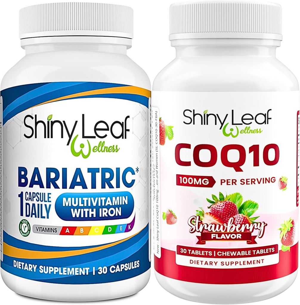 Bariatrický multivitamin se železnou jednou tobolkou na den a CoQ10 100mg dodatek pro mozkové zdraví a řízení energie pro ženy a muže - 1 měsíc Dodávka