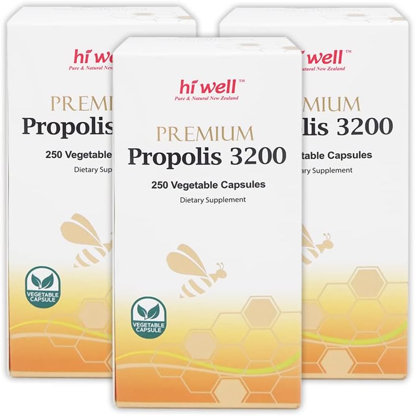 (Balení po 3) Hi Well Premium Propolis 3200 Flavonoid 96mg 250VegeCapsules