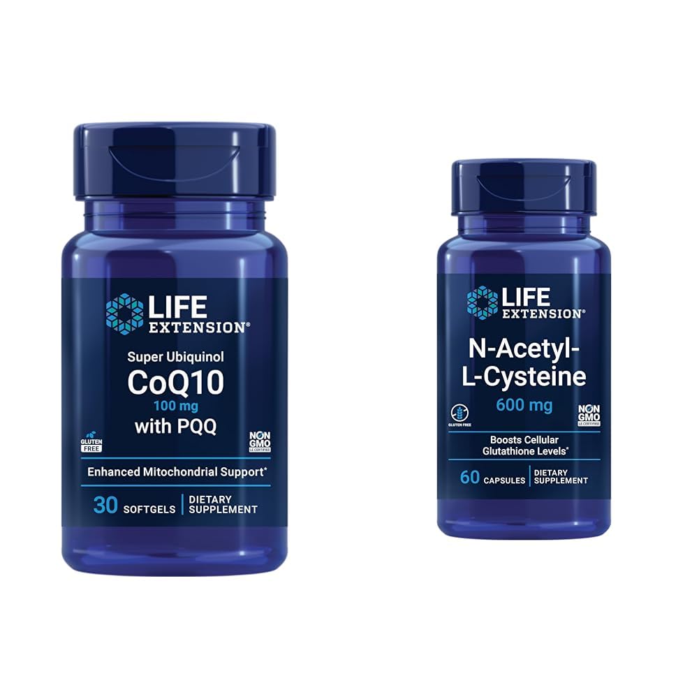 Life Extension Super Ubiquinol CoQ10 s PQQ, CoQ10, PQQ & N-Acetyl- L- Cystein (NAC), imunitní, respirační, jaterní zdraví
