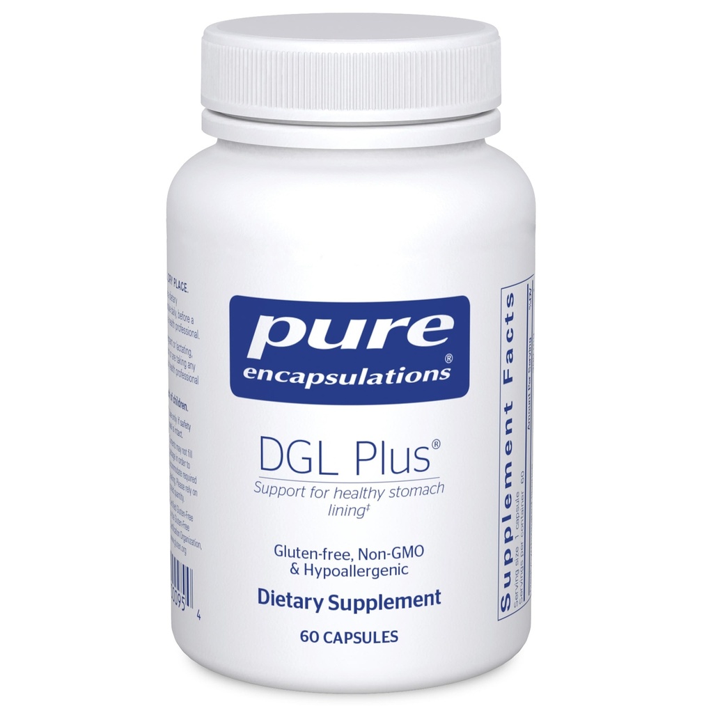 Čisté enkapsulace DGL Plus - Gut Zdravotní doplňky pro muže a ženy - s marshmallow Root, Aloe Vera Extract & Slippery Elm Bark - Non- GMO & Vegan - 60 Kapsle