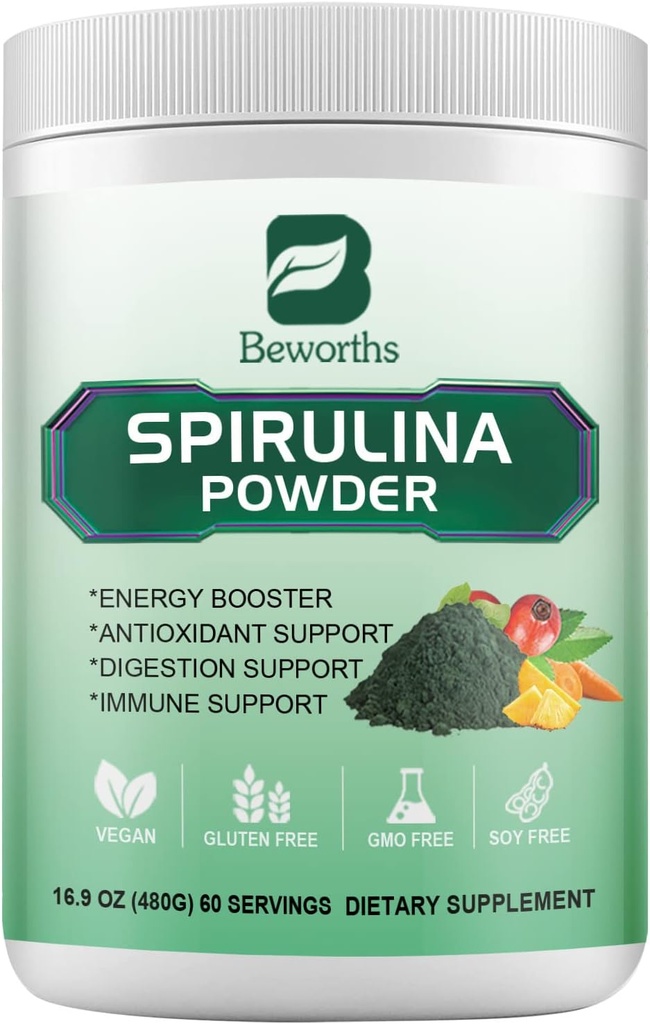 Spirulina Powder, Super Green Powder Smoothies & Juices Mix s Spirulina, Probiotika trávicí enzymy, Chlorella, Veggies Ovoce, Pšeničná tráva pro imunitu, Digestion Supports - Vegan