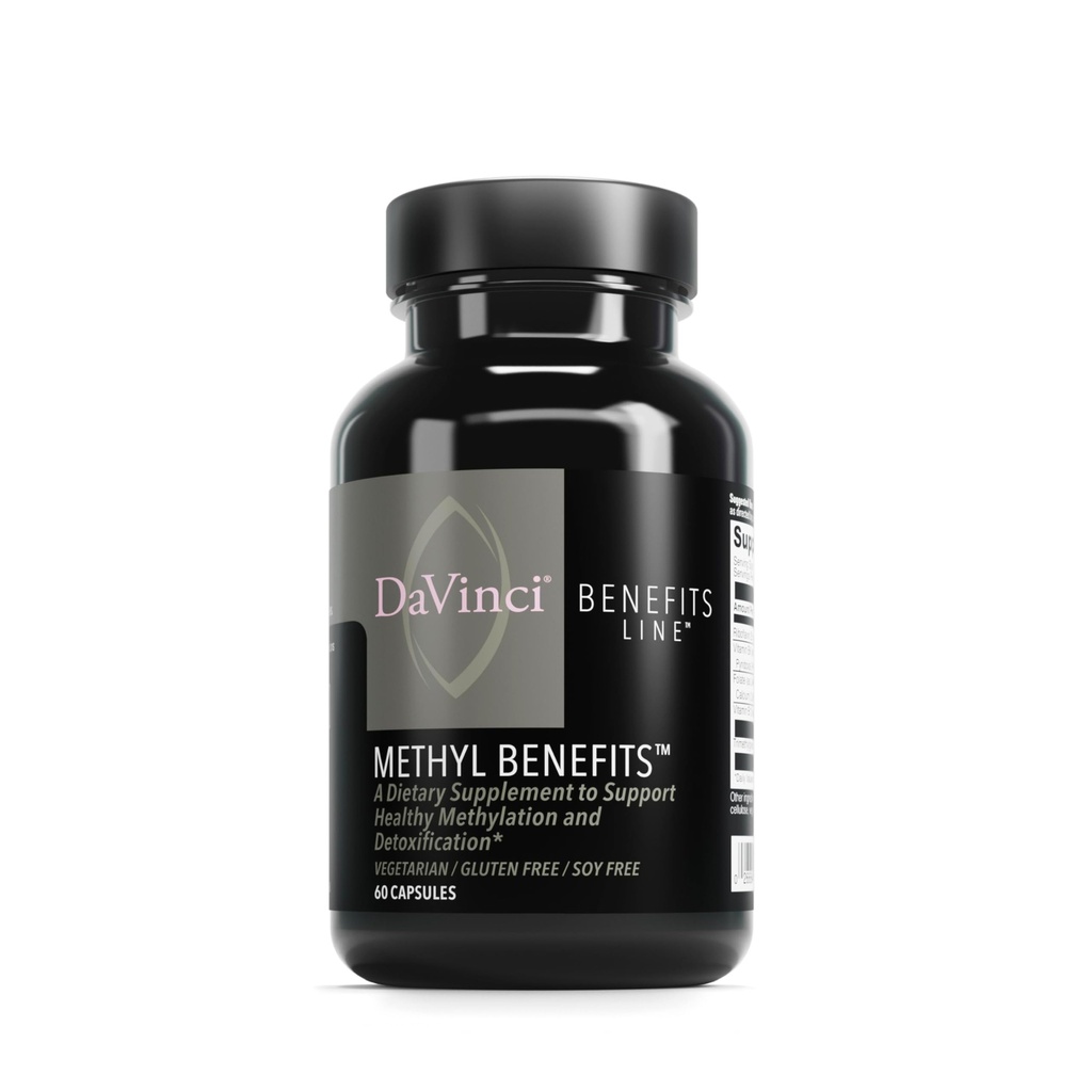 DAVINCI Labs Methyl Benefity - Dietní dodatek k podpoře zdravé methylace, detoxifikace a výroby energie * - s vitaminem B6, B12, Folátem a více - Bezlepkové - 60 Vegetariánské kapsle