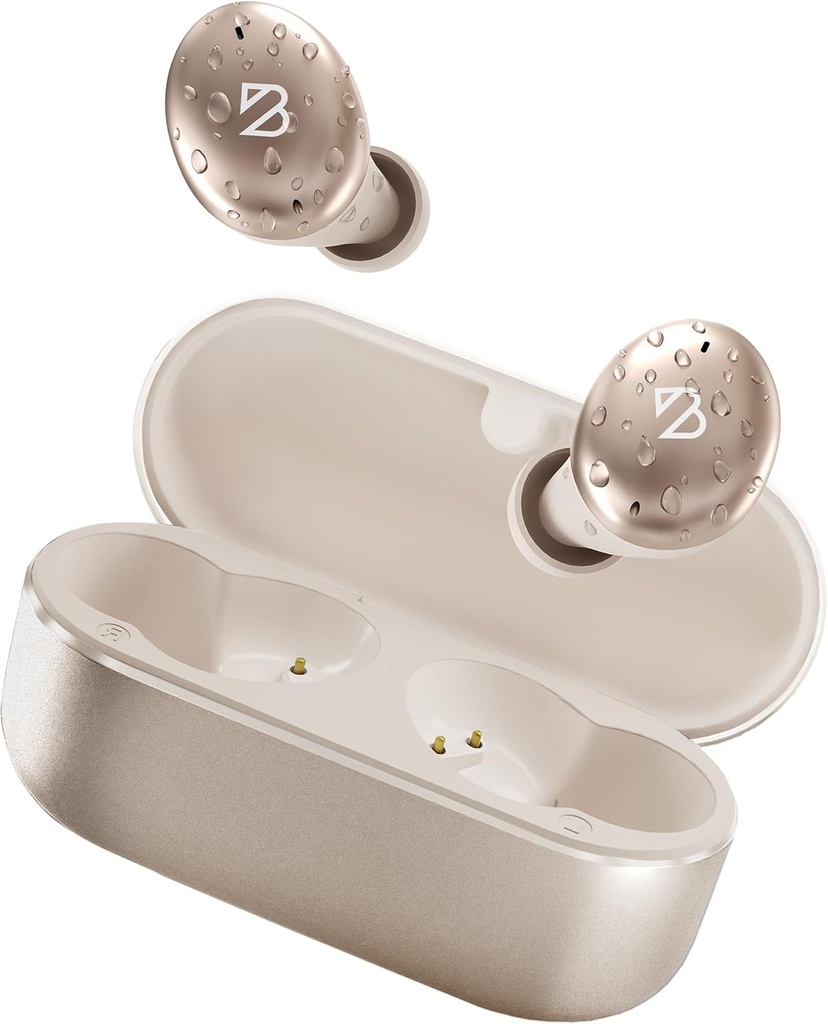 Back Bay Audio Tempo 30 Bezdrátové sluchátka pro malé uši - Award-Winning Sound, Sweatproof Bluetooth Earbucks, Pohodlné ušní budky pro ženy, Zlatá sluchátka malé ušní kanály, Dlouhé baterie sluchátka