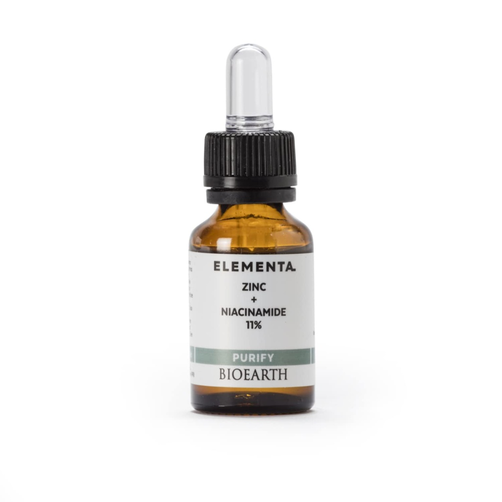 BioEarth Elementa, PURIFY Koncentrované Face sérum se zinkem a 11% Niacinamid, purifikační a vyrovnávací efekt, Made in Italy, Vegan, AIAB certifikace - 15 ml balení