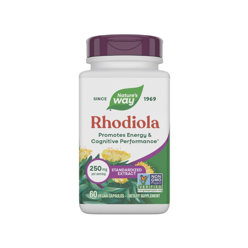Nature 's Way Rhoddiola Premium Extract, 250 mg na porci, Podporuje energii a kognitivní výkon *, Adaptogenní Herb *, non-GMO projekt ověřený, Vegan, gluten zdarma, 60 Kapsle (Balení May Vars)