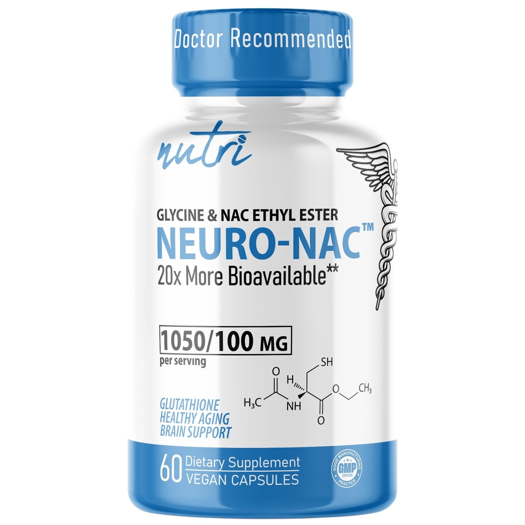 Neuro NAC dodatek N- Acetyl Cystein Ethyl Ester - 20x Biologicky dostupný Than NAC 600 mg - Zvýšení Glutathione 10x Více než Liposomální Glutathione - N Acetyl Cystein Ethyl Ester - NACET (60 Kapsle)
