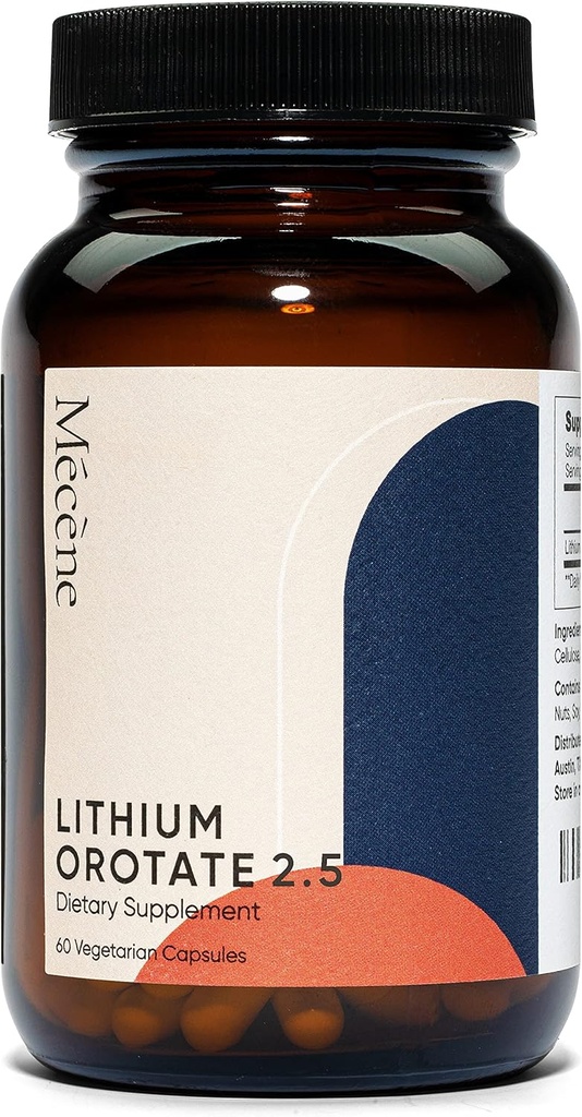 Lithium Orotate 2, 5 mg Elemental Lithium, 60 Vegetariánských kapslí, Dietní dodatek, Non- GMO