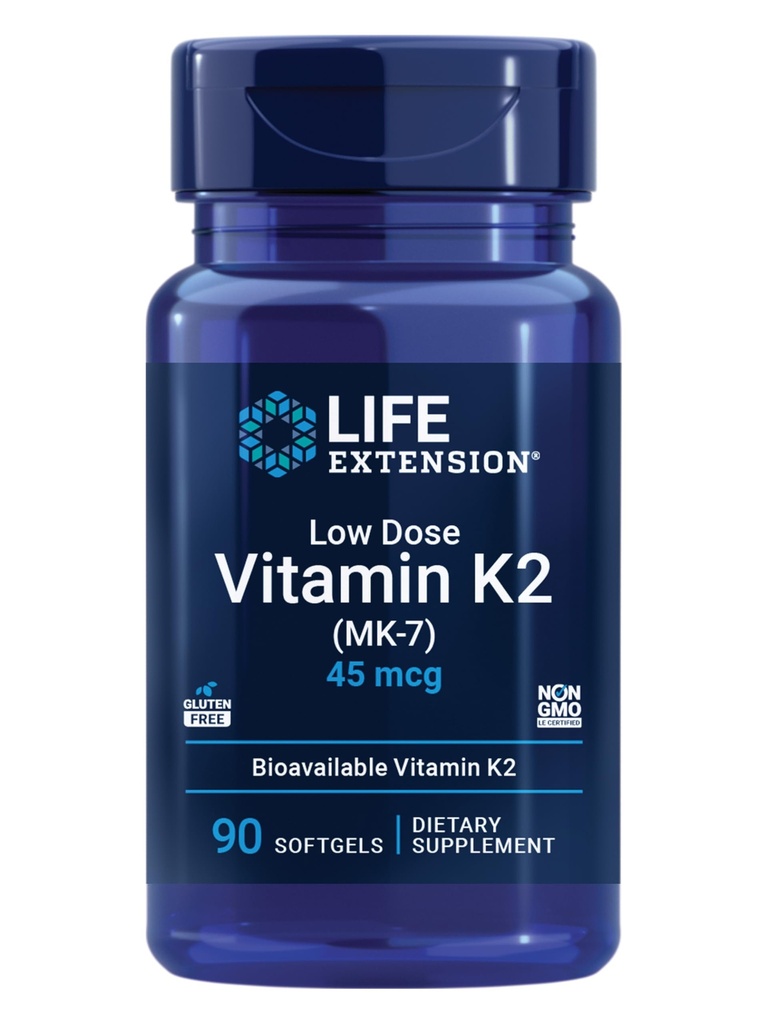 Life Extension Nízká dávka vitaminu K2 - Podporuje dělostřelecké zdraví - Non- GMO, gluten- Free - 90 Softgels
