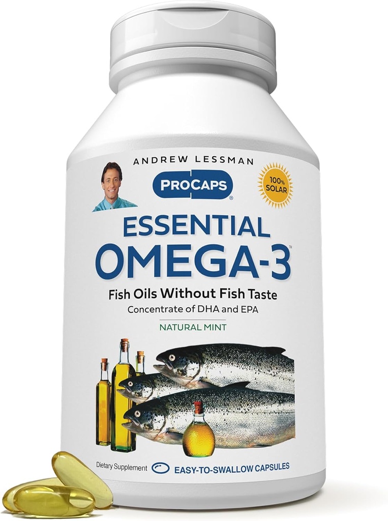 ANDREW LESSMAN Essential Omega33 Mint - 600 Softgels - Ultra- Pure, High Potency Omega33 Oils. Vysoká DHA, žádná žaludeční nevolnost, žádné kontaminující látky, žádná rtuť. Small Snadné polykat ponožky