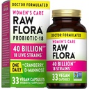 Raw Flora Probiotika pro ženy 124; 40 miliard CFU 124; 33 Vegan Kapsle 124; s Cranberry & D- Mannose 124; Vegan & gluten zdarma vitaminy