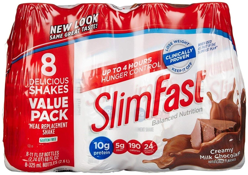 SlimFast Advanced Nutrition Creamy Milk Chocolate - Výměna jídla - 20g proteinu 8 Počet (balení po 3) Celkem 24 11OZ Lahve