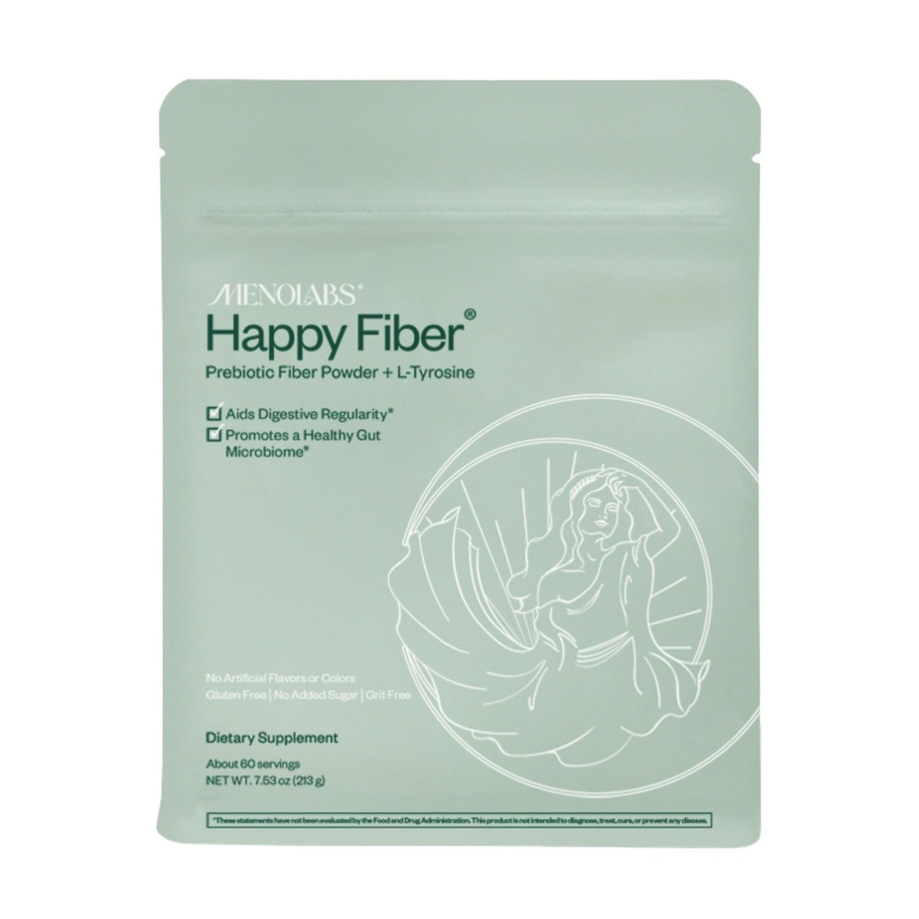 MENOLABS Happy Prebiotic Fiber Supplement - 60 Služeb (213 g) - Experimentální Menopauze Doplňky pro ženy, s L-Tyrosin
