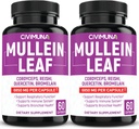 (2 balení) Mullein Leaf Kapsle 6850mg - Mullein Leaf, Cordyceps, Reishi - 4 měsíce Dodávka
