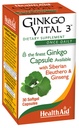 HealthAid Ginkgo Vital 3 - Once- Daily Softgel s Ginkgo Biloba, Sibirian Eleuthero & Korean Ginseng S124; Podporuje Duševní jasnost a oběh 124; 30 Softgels