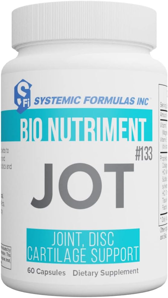 Systémové postupy JOT - Joint / Disk / Chrupavka 60 Kapsle Bio Nutrition # 133. Podporuje integritu chrupavek, společné zdraví, mazání a pohodlí a zdravé vytváření spojek, disků a chrupavky.