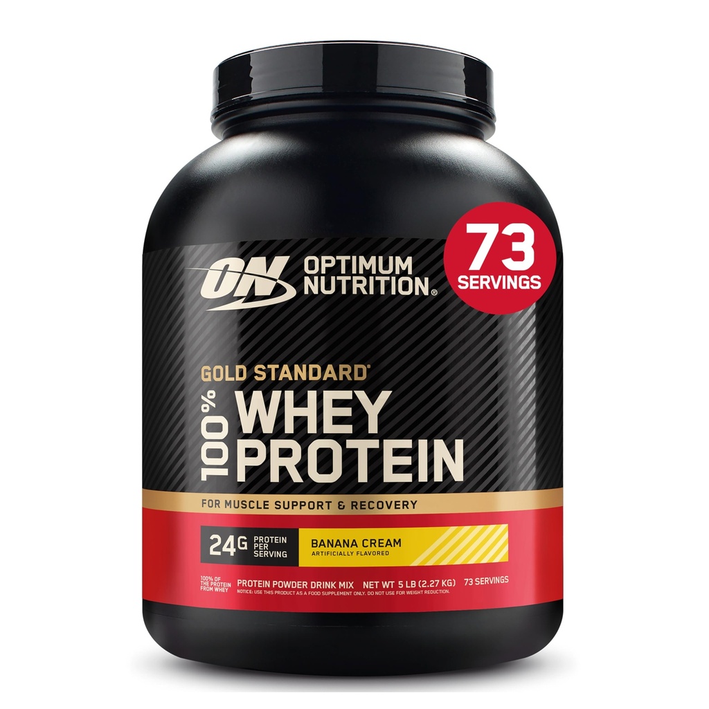 Optimum Nutrition Gold Standard 100% syrovátkový protein prášek, banánová smetana, 5 liber (balení květen Vary)