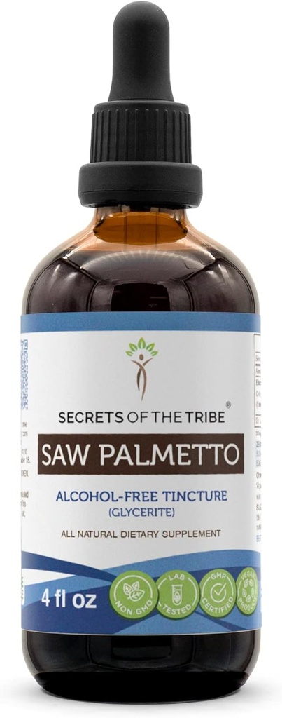 Saw Palmetto Tincture Alcohol- Free Liquid Extract, Saw Palmetto (Serenoa Repens) Sušený Berry (4 FL OZ)