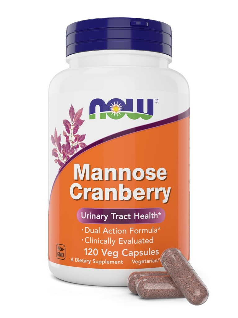 Nyní Foods Mannose Cranberry, 120 Veg Kapsle - s PAC - 450mg dMannose, 250mg Celý Cranberry - Čistota močového měchýře a Trakt Zdraví * - Vegan Friendly Dodatek, Non- GMO