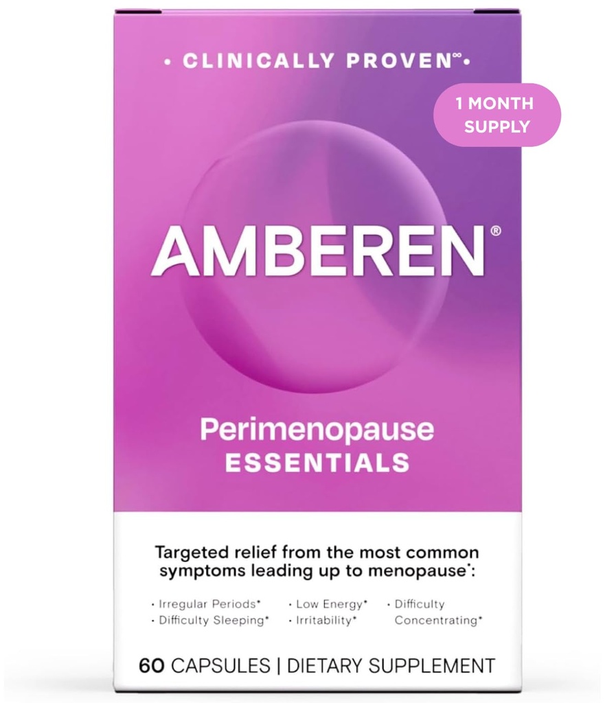 Amberen Perimenopauza, Peri- Menopauza Multi- Symptom Relief, Vitamin B, Vitamin E & Antioxidanty dodatek, Klinicky zobrazeno na pomoc podporu hormonální rovnováhy, Hot Flashes & Night Sweats, 60 Počet