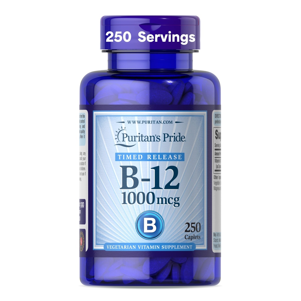 Puritan je Pride Vitamin B-12 1000Mcg Časované uvolnění Kapsle CLAS124; Dietní dodatek pro podporu metabolismu energie CLAS124; Časové uvolnění CLAS124; Cellular Energy Support - 250 Count