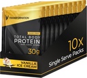 Transformace Protein Super Blend 124; Vejce bílá, kolagen Peptidy, a rostlinné bílkoviny 124; 15 Miliardy CFU Probiotika 124; Digestive Enzymes Oil 124; Low Carb Shake pro muže a ženy 124; Vanilla, 10 Pack