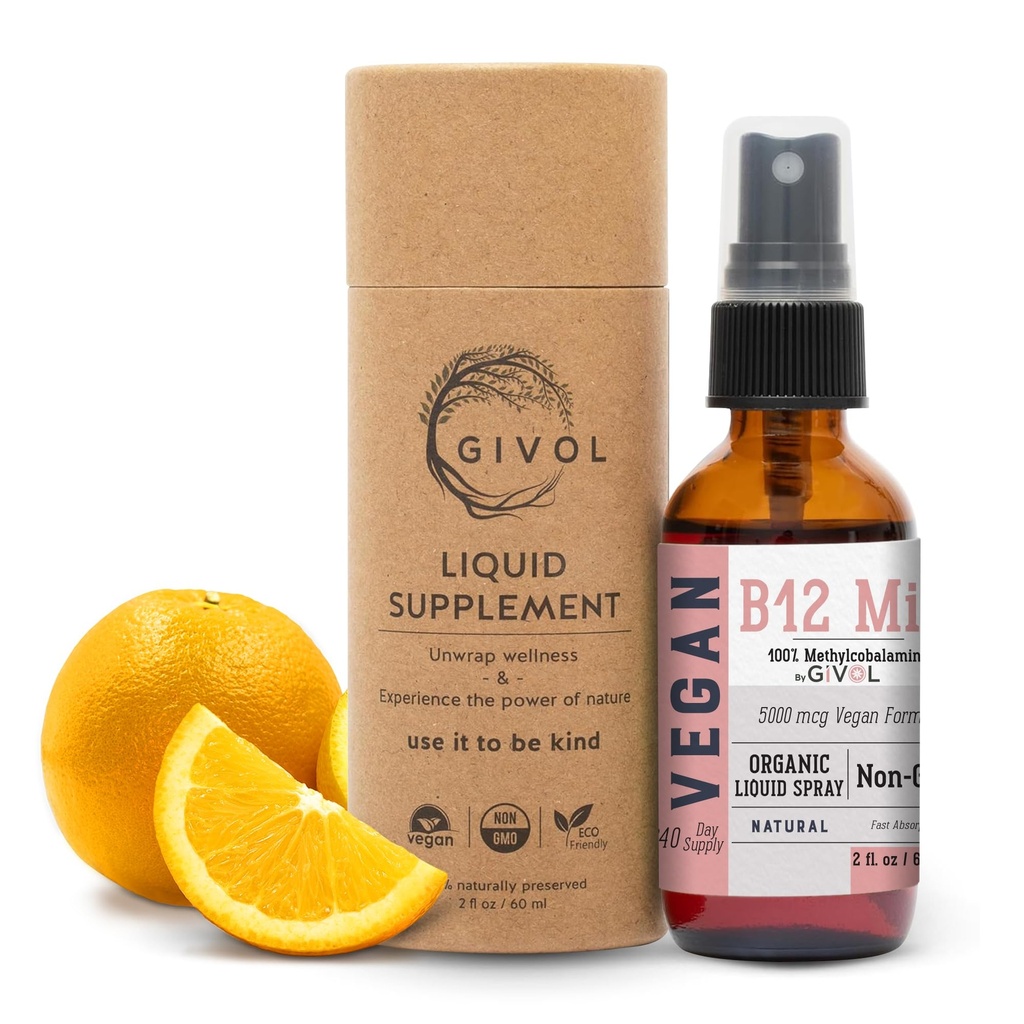 Organic Vegan vitamin B12 dodatek tekutá mlha pro rychlou absorpci 5,000mcg methylkobalamin - No Harsh Chemicals or Preservatives - No umělé sladkosti přidány Non- GMO 240 Dny dodávky